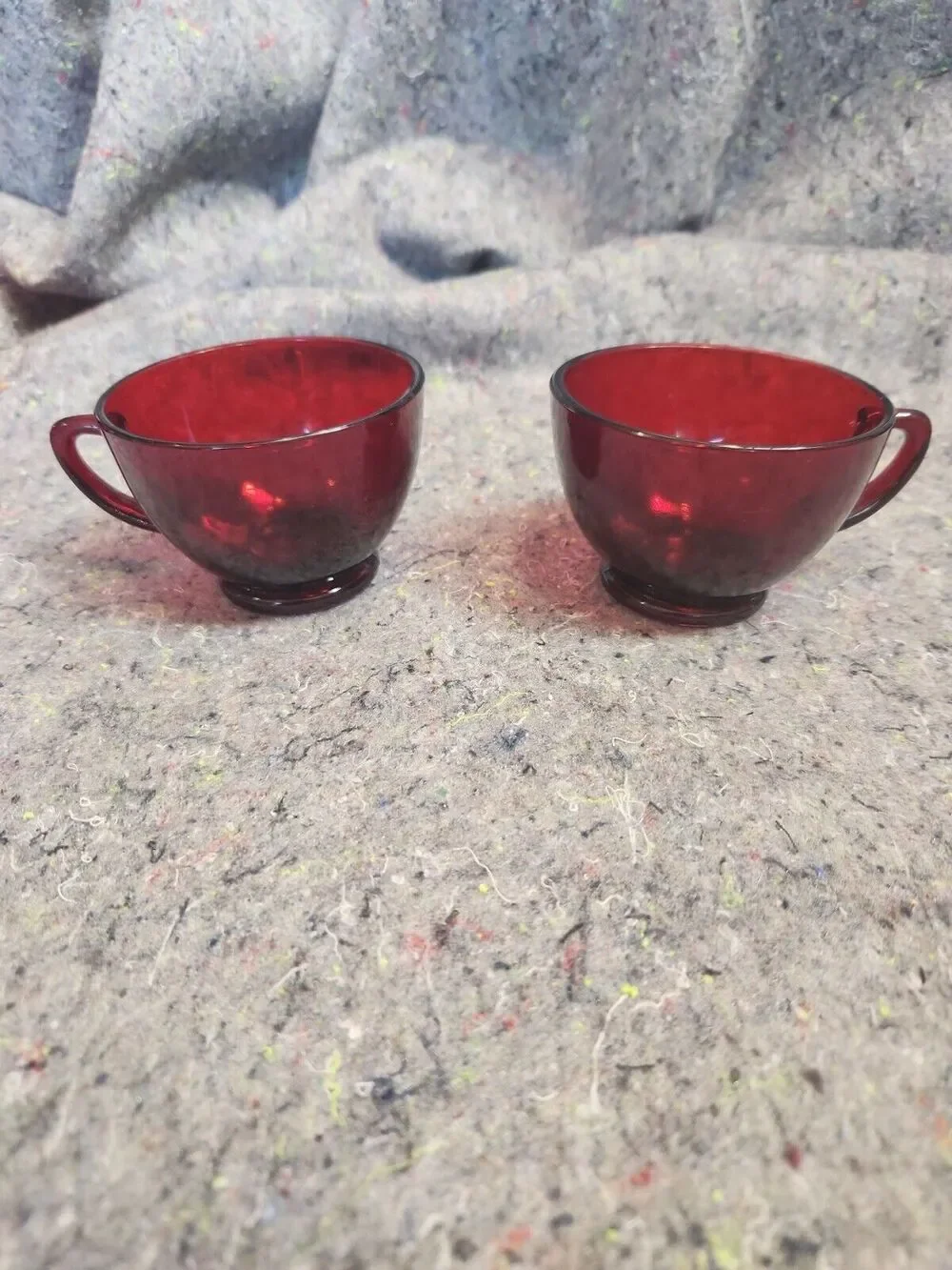 Vintage Anchor Hocking Royal Ruby Red Glass Punch Cups Tea 2 pieces 4oz